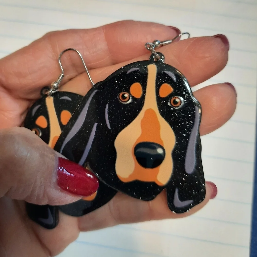 ❤️❤️💜💜 New Black and Orange Dog Earrings And Hoops Orange Plaids